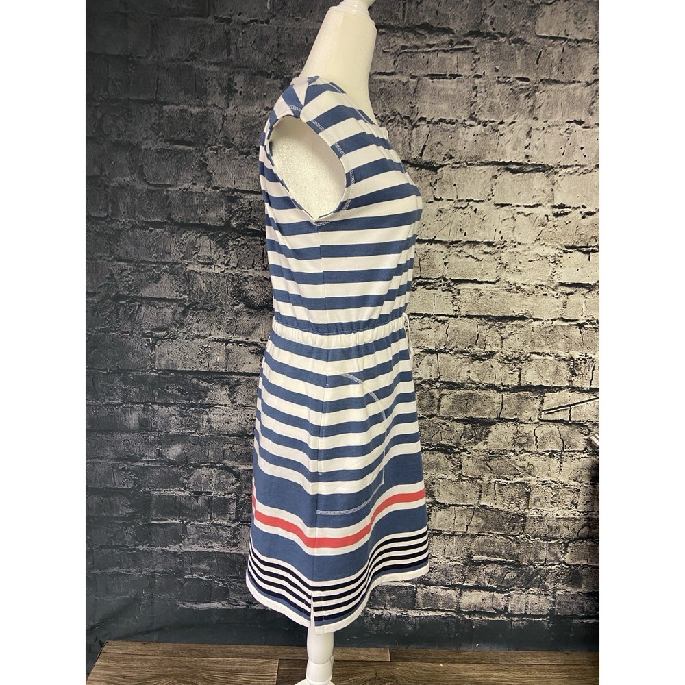 T by Talbots Dress Womens SP Blue White Stripe Drawstring Waist Pocket Knit Casu - Picture 2 of 11